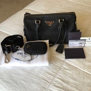 PRADA Auth Crossbody handbag, black nylon & saffiano leather, new without tags